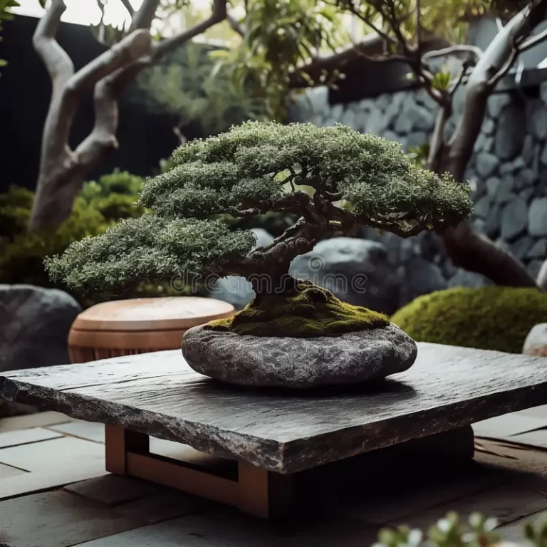 mesita bonsai de piedra